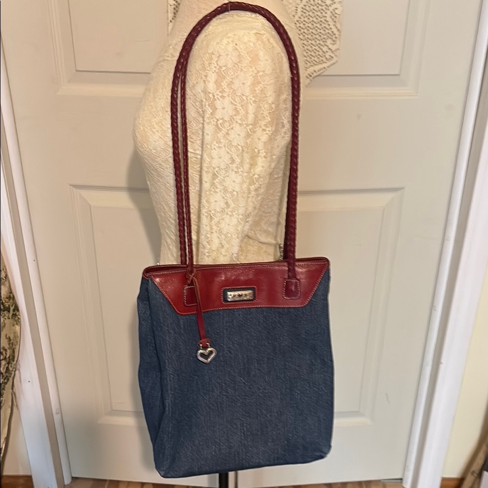 Stylish “Brighton” Denim and Red Leather Women's Bag